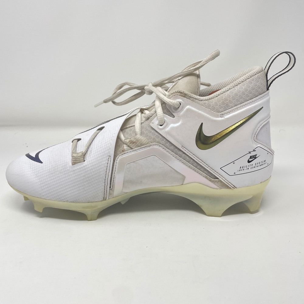 Nike Alpha Menace Elite 3 Football Cleats Mens 9.5 White Gold CT6644-101